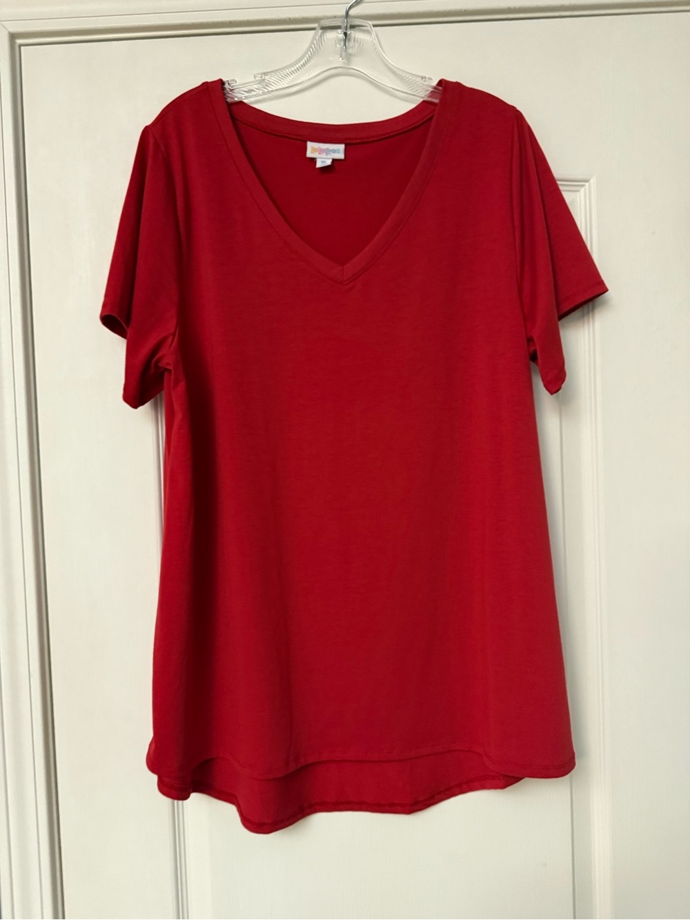 LuLaRoe Red V-Neck Short Sleeve Tee